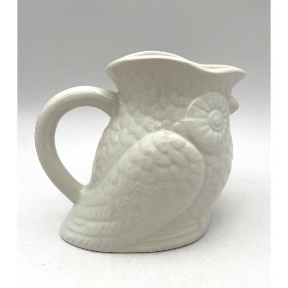 Nature's Home White Ceramic Owl Pitcher - Picture 3 of 7
